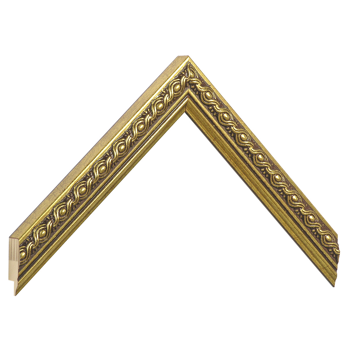 Asta pino giuntato - Larghezza 24mm Altezza 16 - Oro con decorazioni - Campione