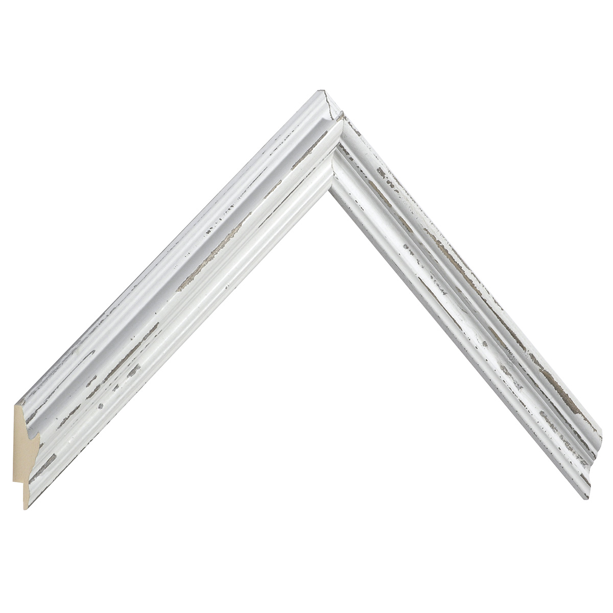 Asta abete giuntato - Larghezza 24mm Altezza 21 - Bianco shabby - Campione