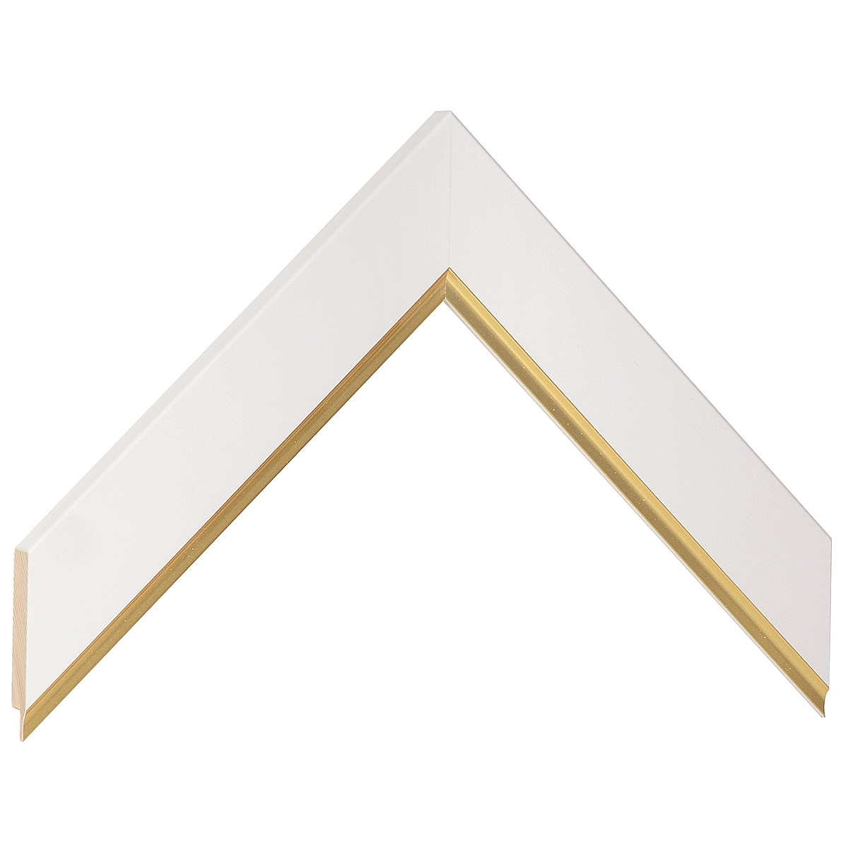 Asta pino giuntato - Larghezza 34mm Altezza 12 - Bianco, filo oro - Campione