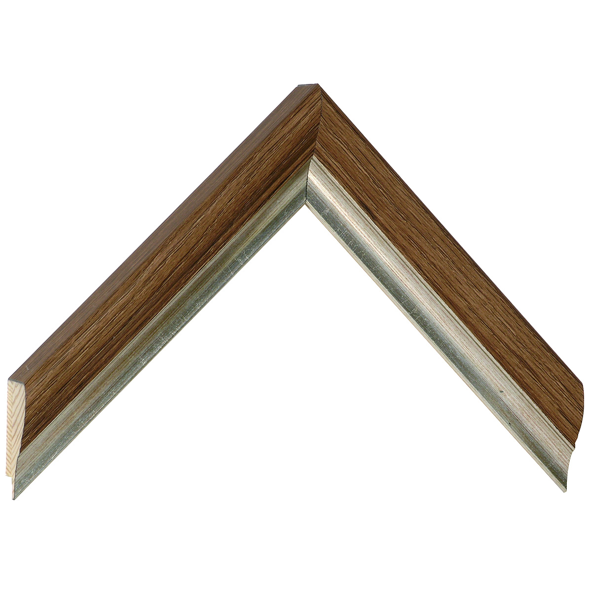 Asta abete giuntato - Larghezza 30mm Altezza 27 - Noce, fascia argento - Campione