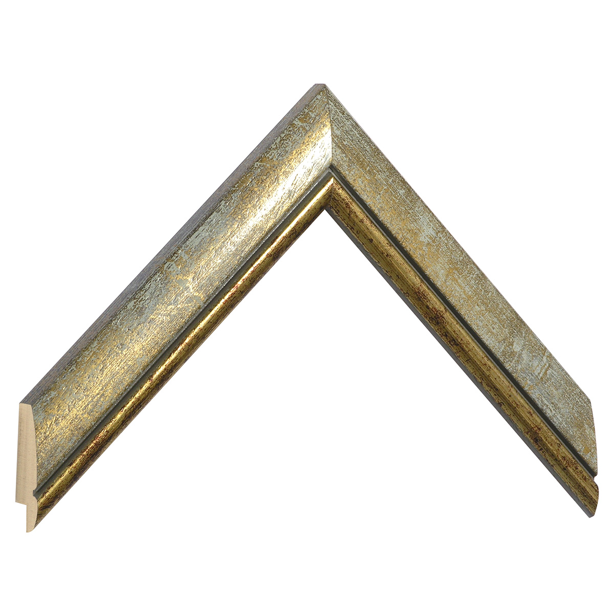 Asta pino giuntato - Larghezza 30mm Altezza 15 - Biancastro con filo oro - Campione