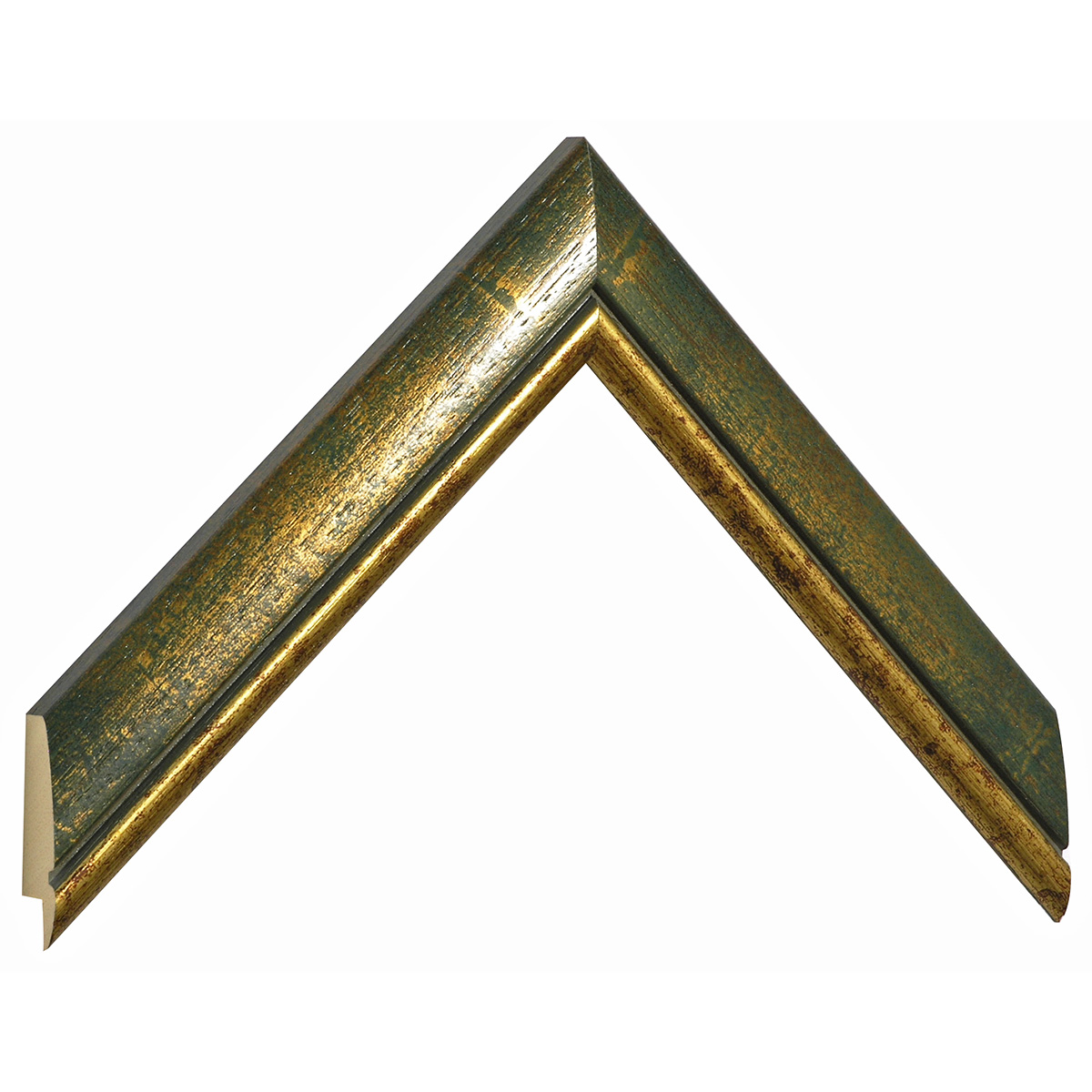 Asta pino giuntato - Larghezza 30mm Altezza 15 - Verde con filo oro - Campione