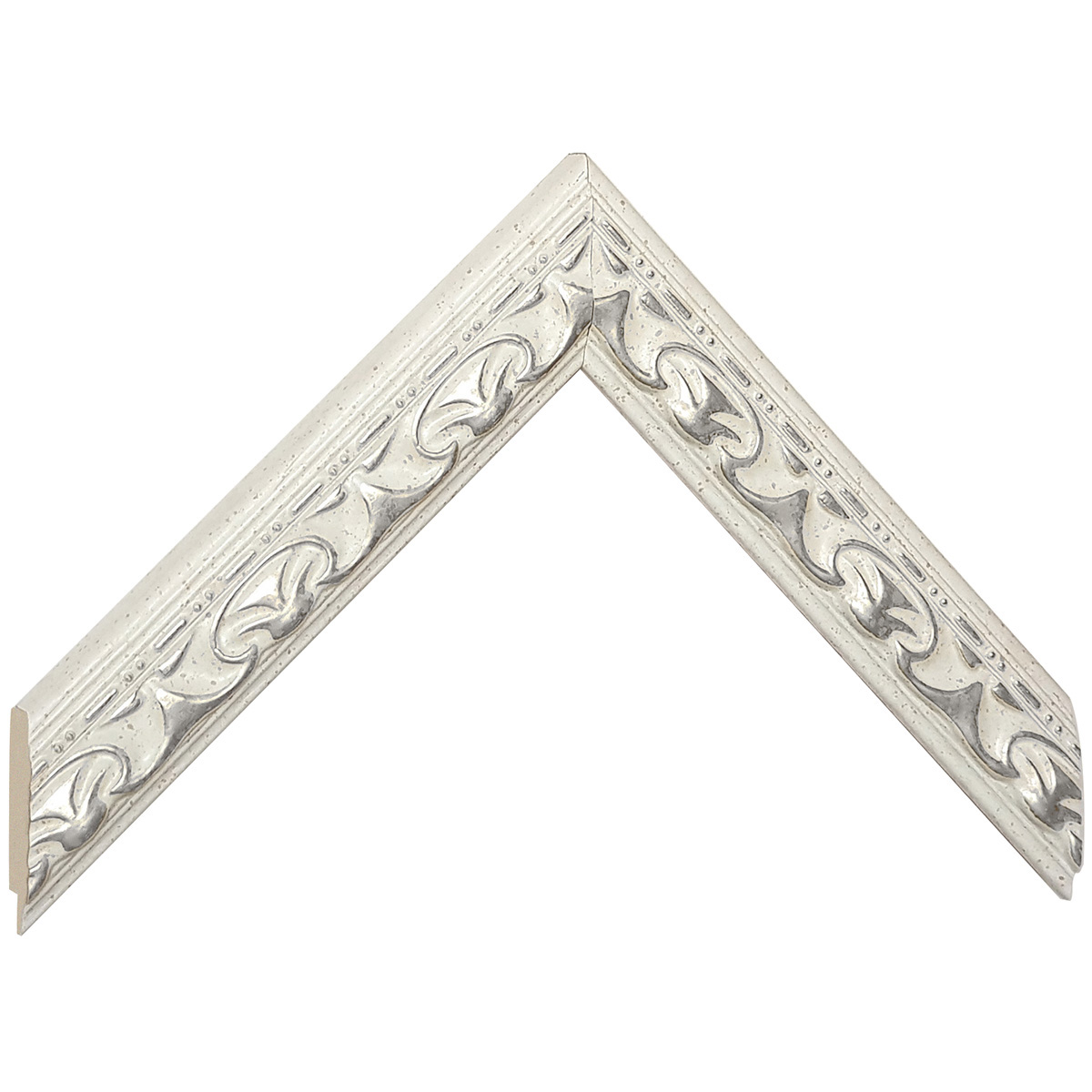 Asta in ayous - Larghezza 30mm Altezza 18 - Bianco, decorazioni argento - Campione