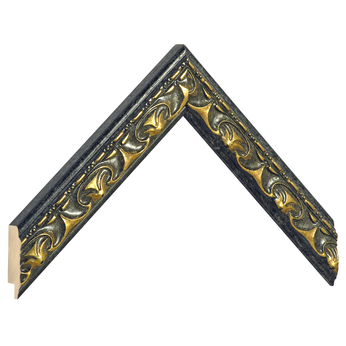 Asta in ayous - Larghezza 30mm Altezza 18 - Nero, decorazioni dorate - Campione