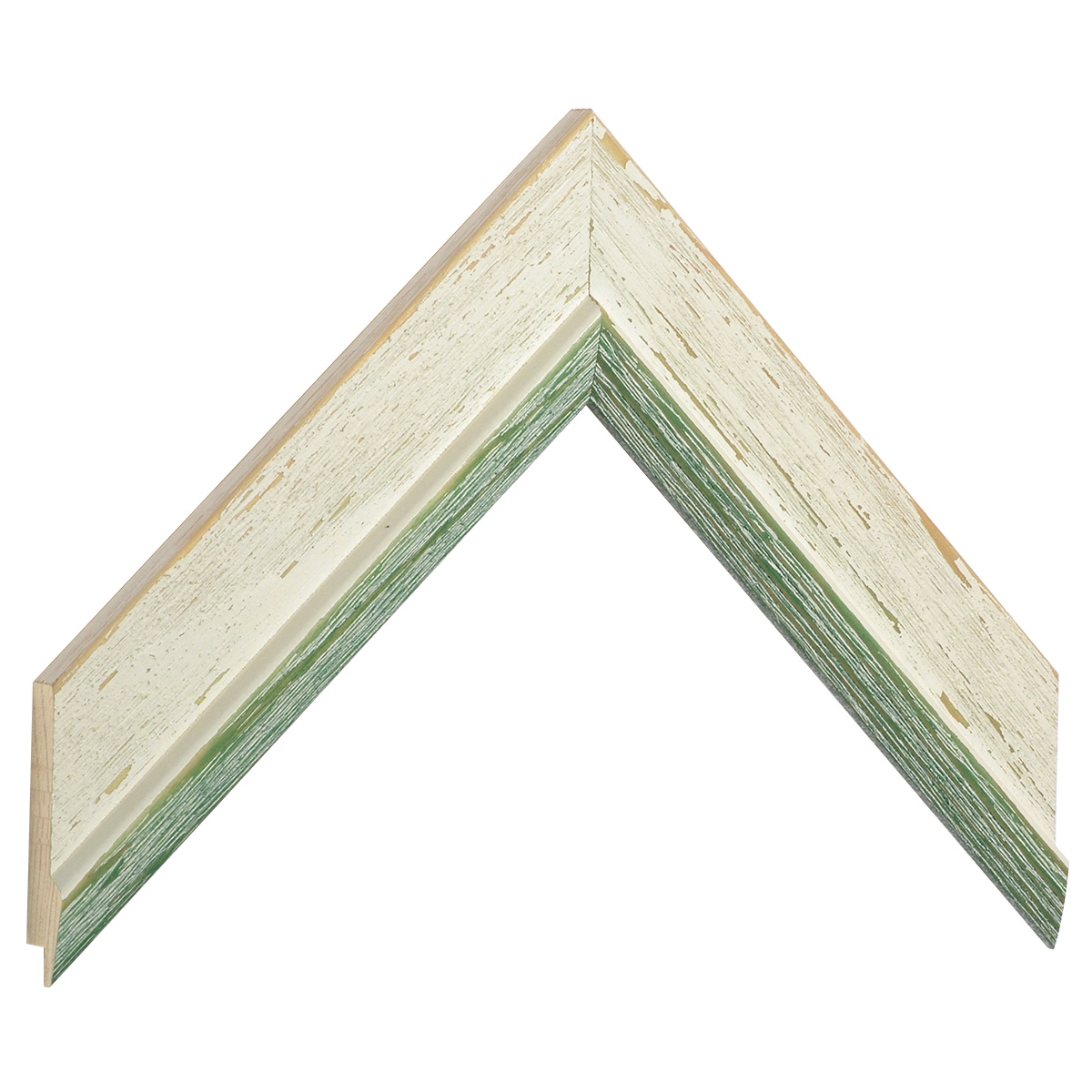Asta abete giuntato - Larghezza 38mm Altezza 15 - Bianco, bordo verde - Campione