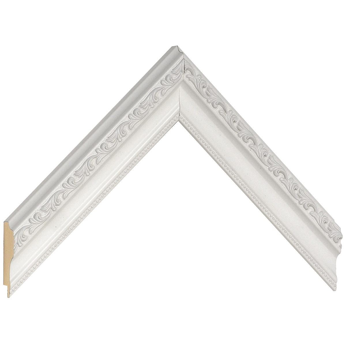 Asta pino giuntato - Larghezza 32mm Altezza 22 - Bianco con decorazioni - Campione