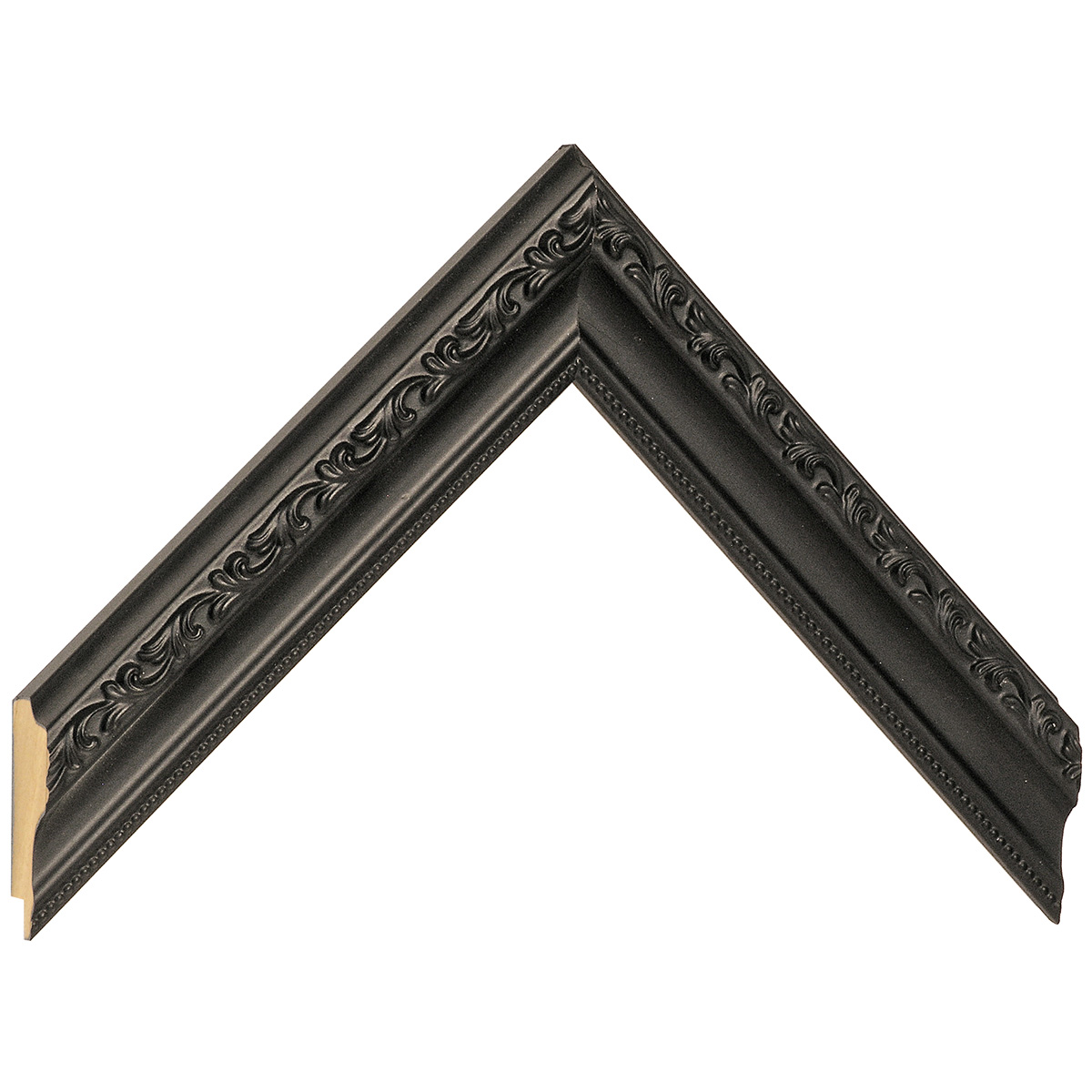 Asta pino giuntato - Larghezza 32mm Altezza 22 - Nero con decorazioni - Campione