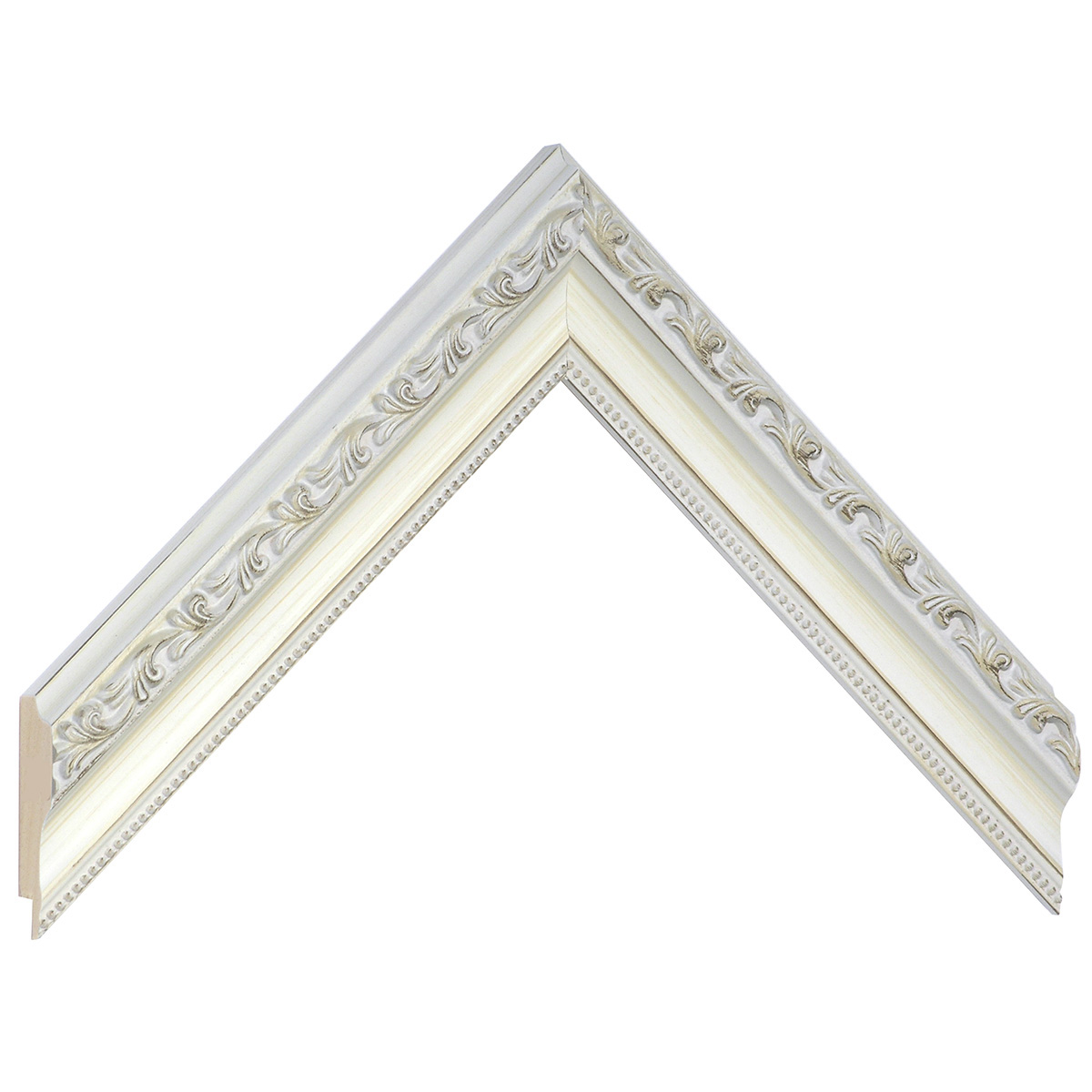 Asta pino giuntato - Larghezza 32mm Altezza 22 - Bianco con decorazioni - Campione