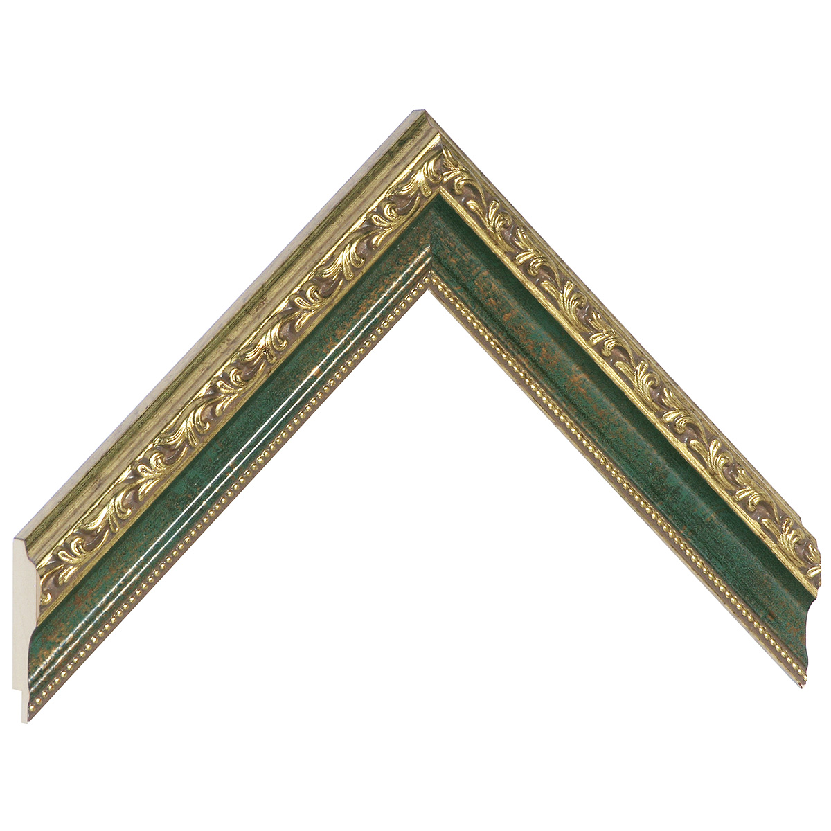Asta pino giuntato - Larghezza 32mm Altezza 22 - Verde con decorazioni - Campione
