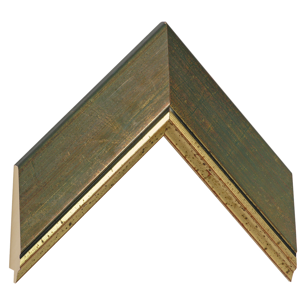 Asta in pino - Larghezza 57mm Altezza 24 - Verde con filo oro - Campione