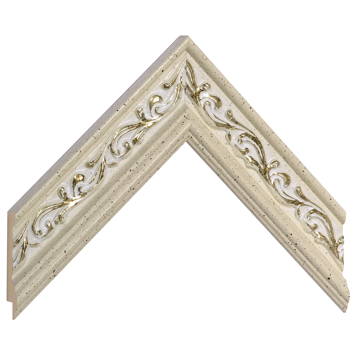 Asta in ayous - Larghezza 44mm Altezza 22 - Crema, decorazioni dorate - Campione