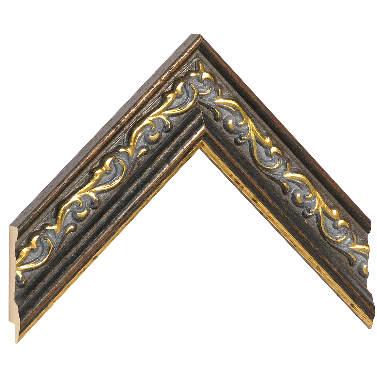 Asta in ayous - Larghezza 44mm Altezza 22 - Noce, decorazioni dorate - Campione
