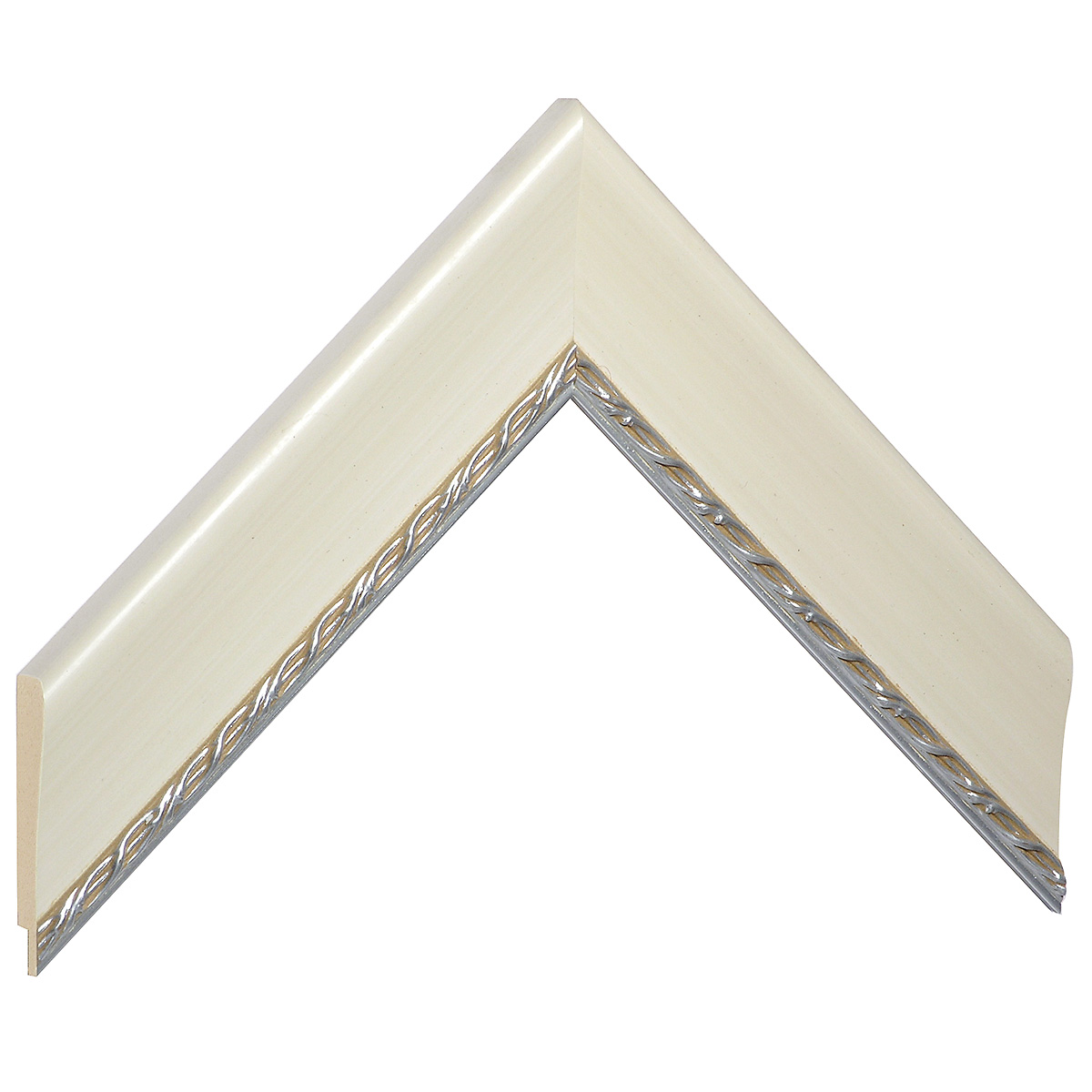 Asta pino giuntato - Larghezza 40mm Altezza 15 - Crema, filo argento - Campione