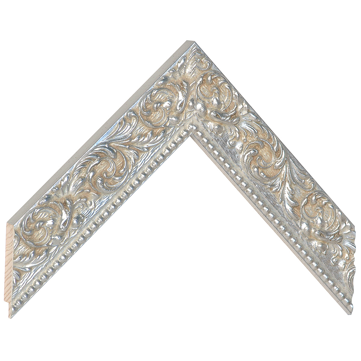 Asta in pino - Larghezza 39mm Altezza 19 - Argento con decorazioni - Campione