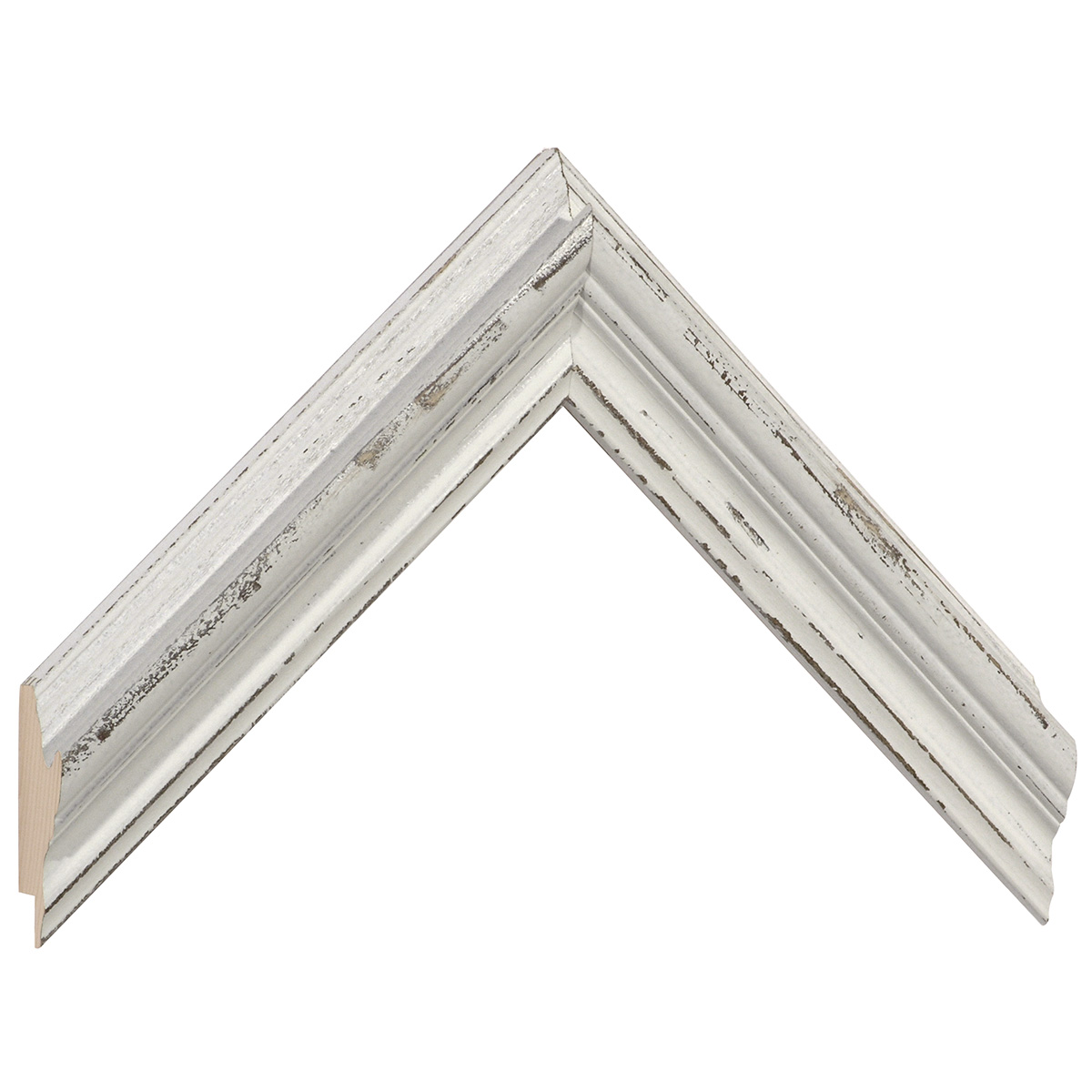 Asta abete giuntato - Larghezza 36mm Altezza 30 - Bianco shabby - Campione