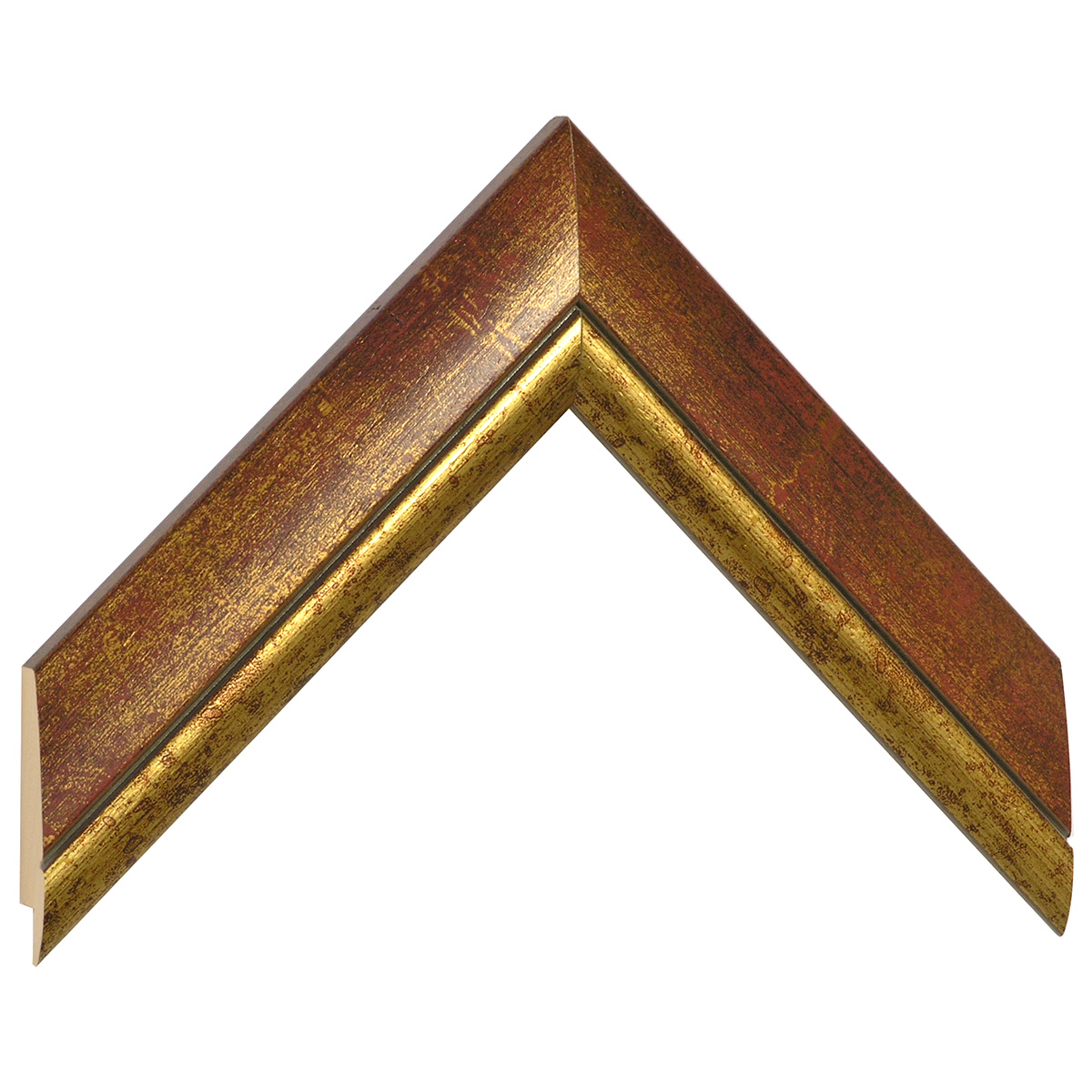 Asta in pino - Larghezza 40mm Altezza 18 - Finitura rossa con filo oro - Campione