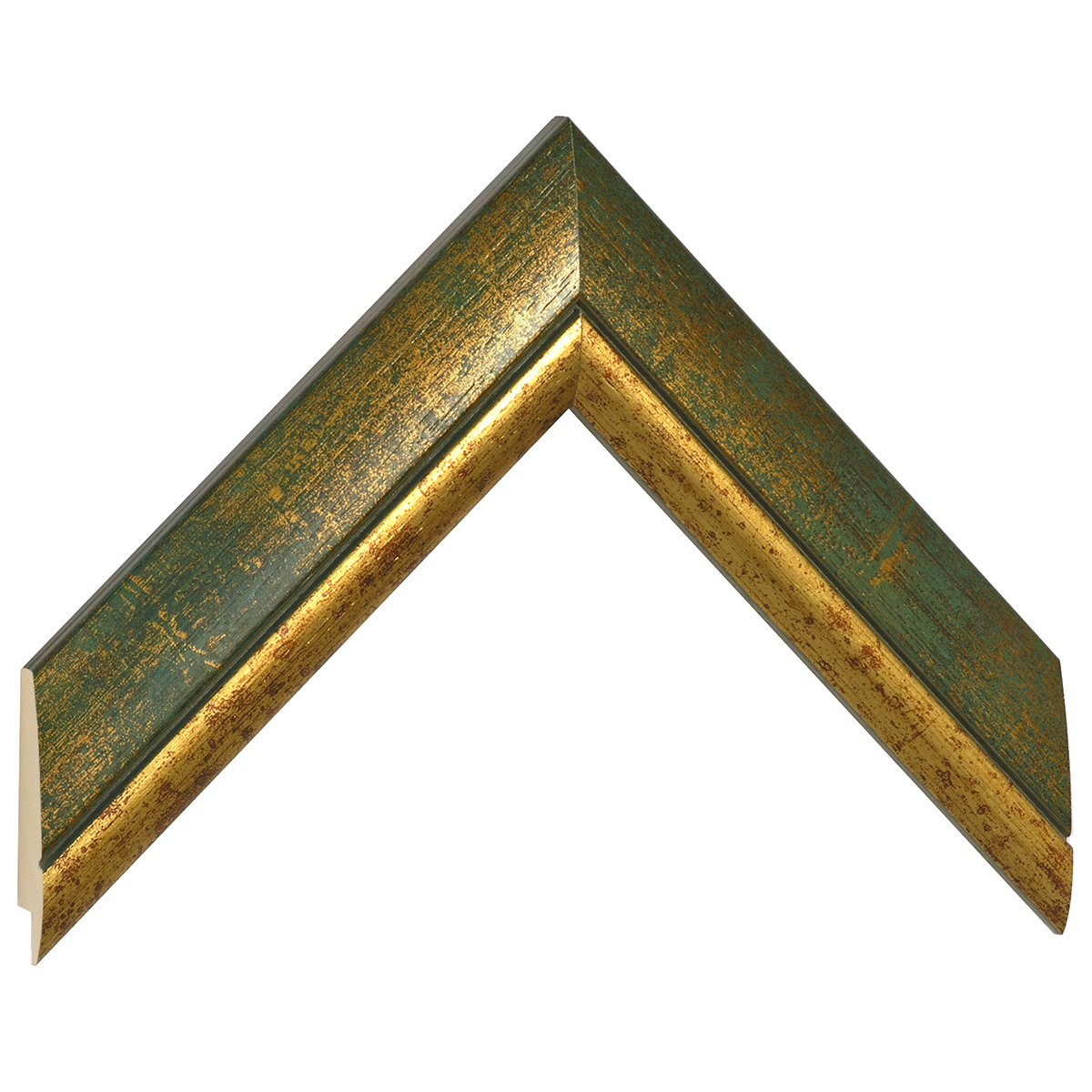 Asta in pino - Larghezza 40mm Altezza 18 - Finitura verde con filo oro - Campione