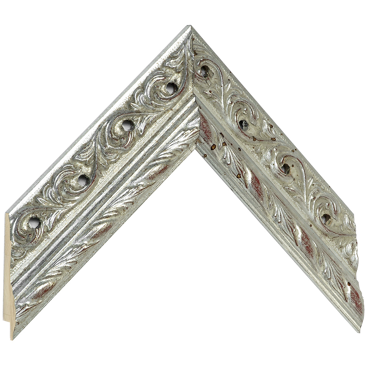 Asta pino giuntato - Larghezza 48mm Altezza 25 - Argento con decorazioni - Campione