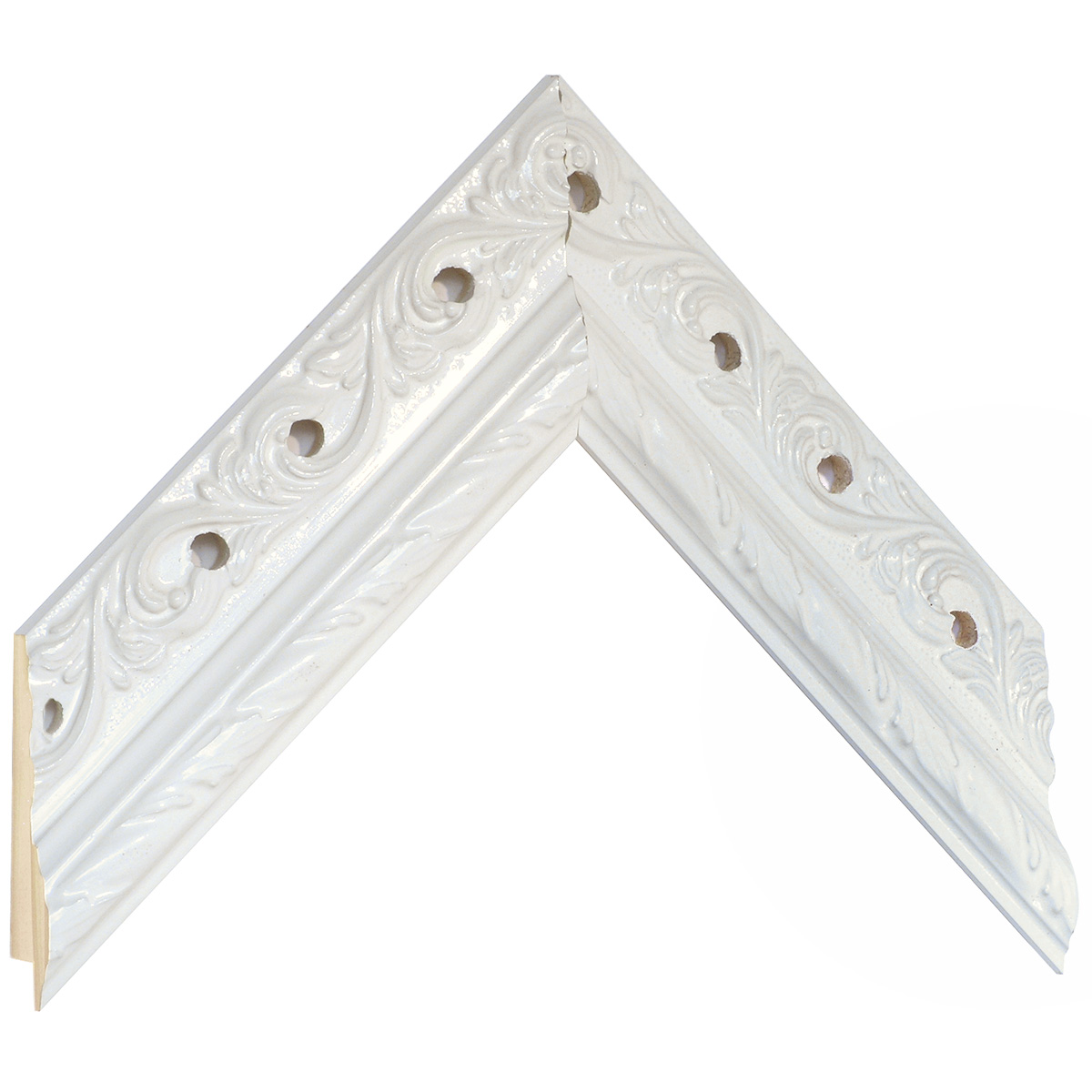 Asta pino giuntato - Larghezza 48mm Altezza 25 - Bianco con decorazioni - Campione