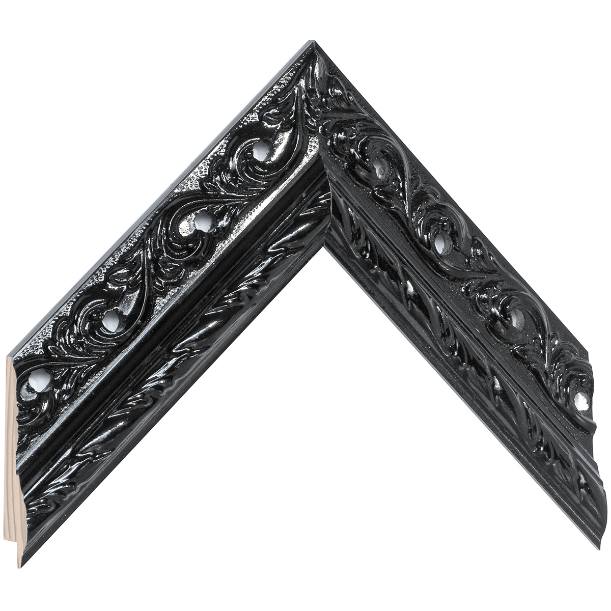 Asta pino giuntato - Larghezza 48mm Altezza 25 - Nero lucido con decoraz - Campione