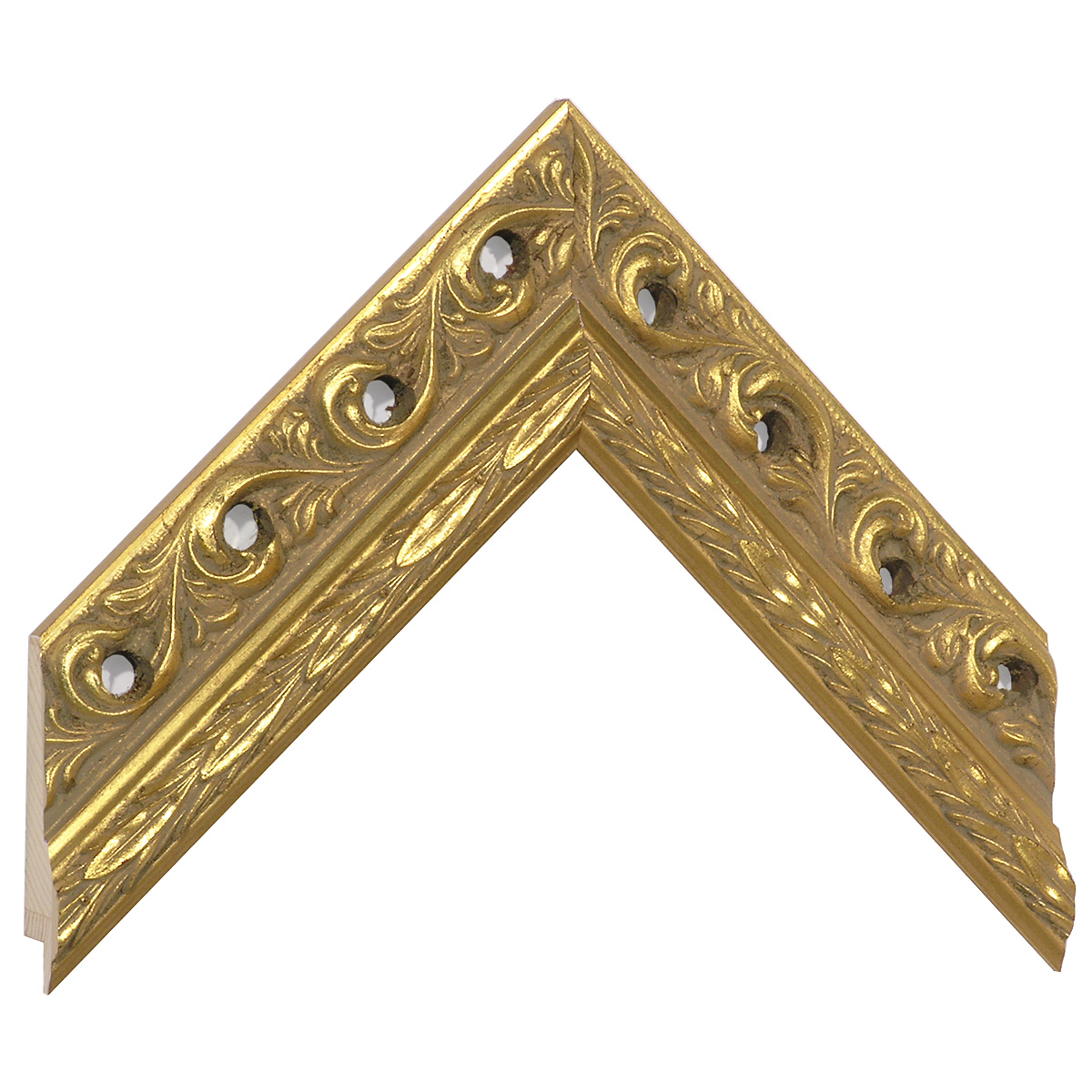 Asta pino giuntato - Larghezza 48mm Altezza 25 - Oro con decorazioni - Campione