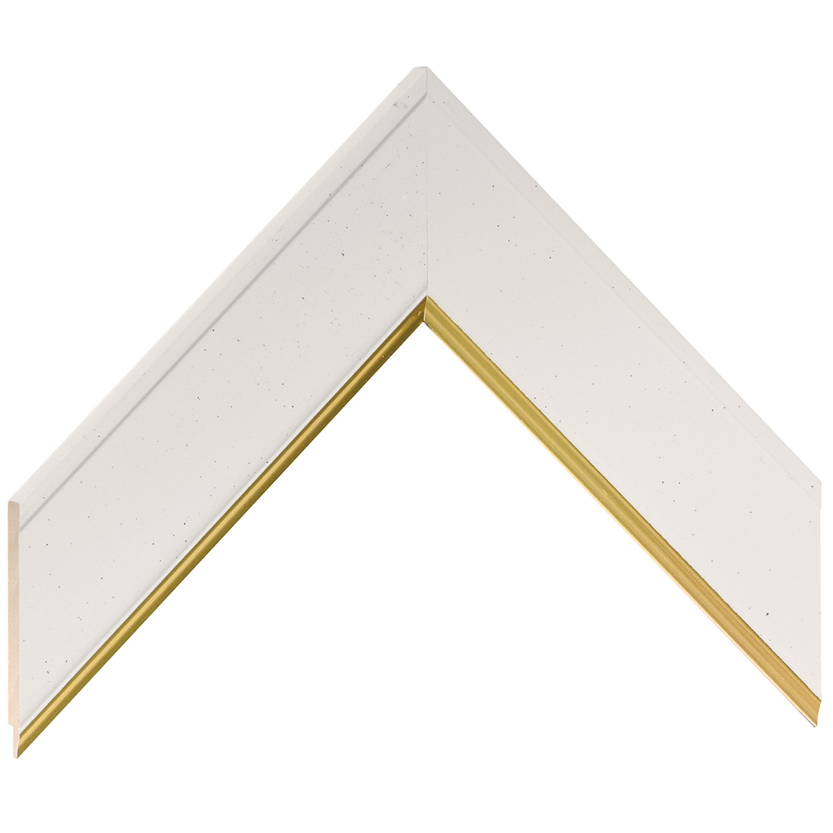 Asta in pino giuntato - Larghezza 45mm Altezza 11 - Bianco, filo oro - Campione