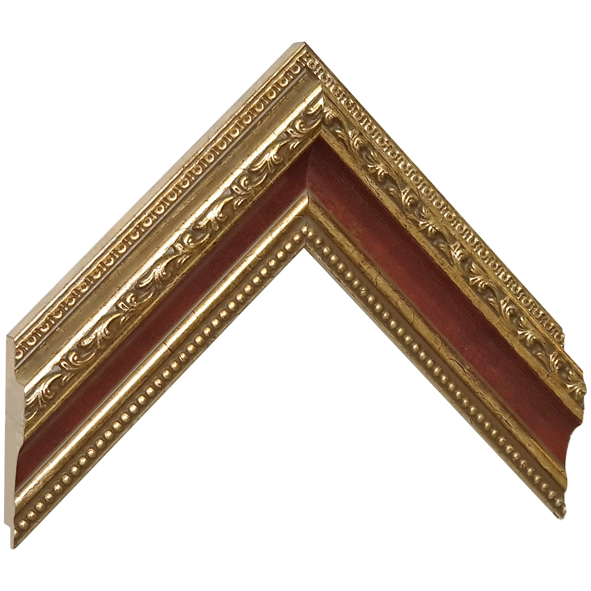 Asta pino giuntato - Larghezza 53mm Altezza 35 - Oro con gola rossa - Campione