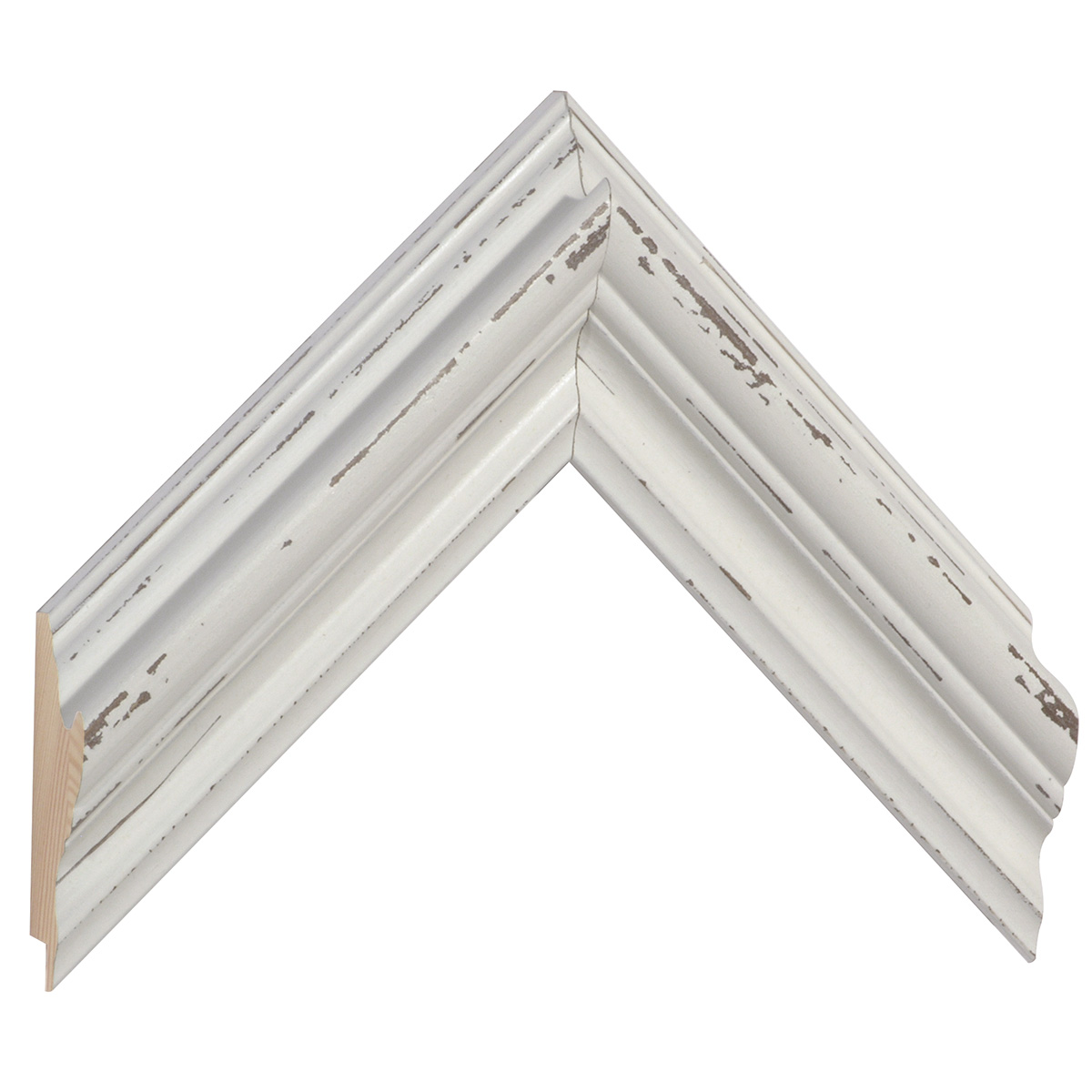 Asta abete giuntato - Larghezza 53mm Altezza 36 - Bianco shabby - Campione