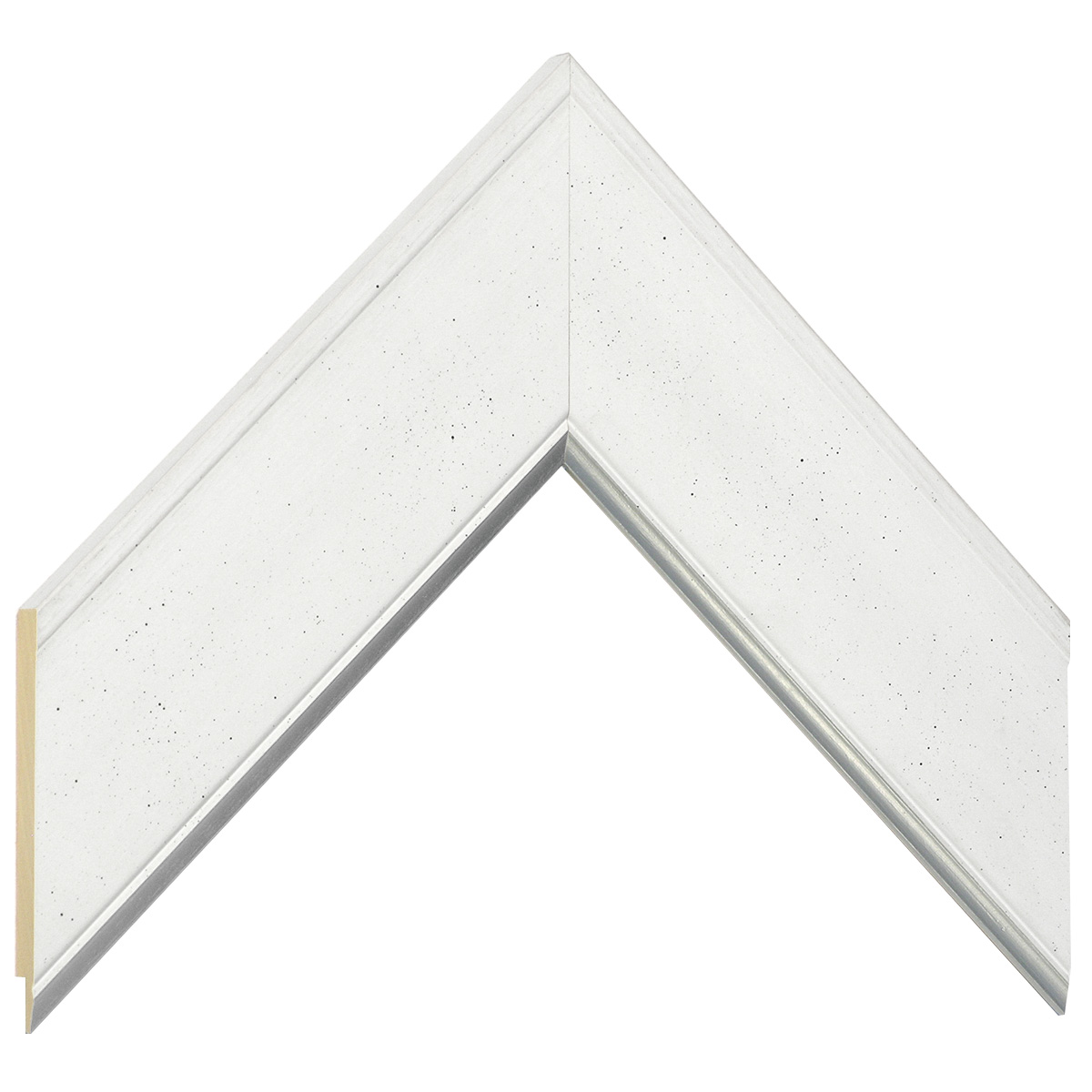 Asta pino giuntato - Larghezza 55mm Altezza 11 - Bianco, filo argento - Campione