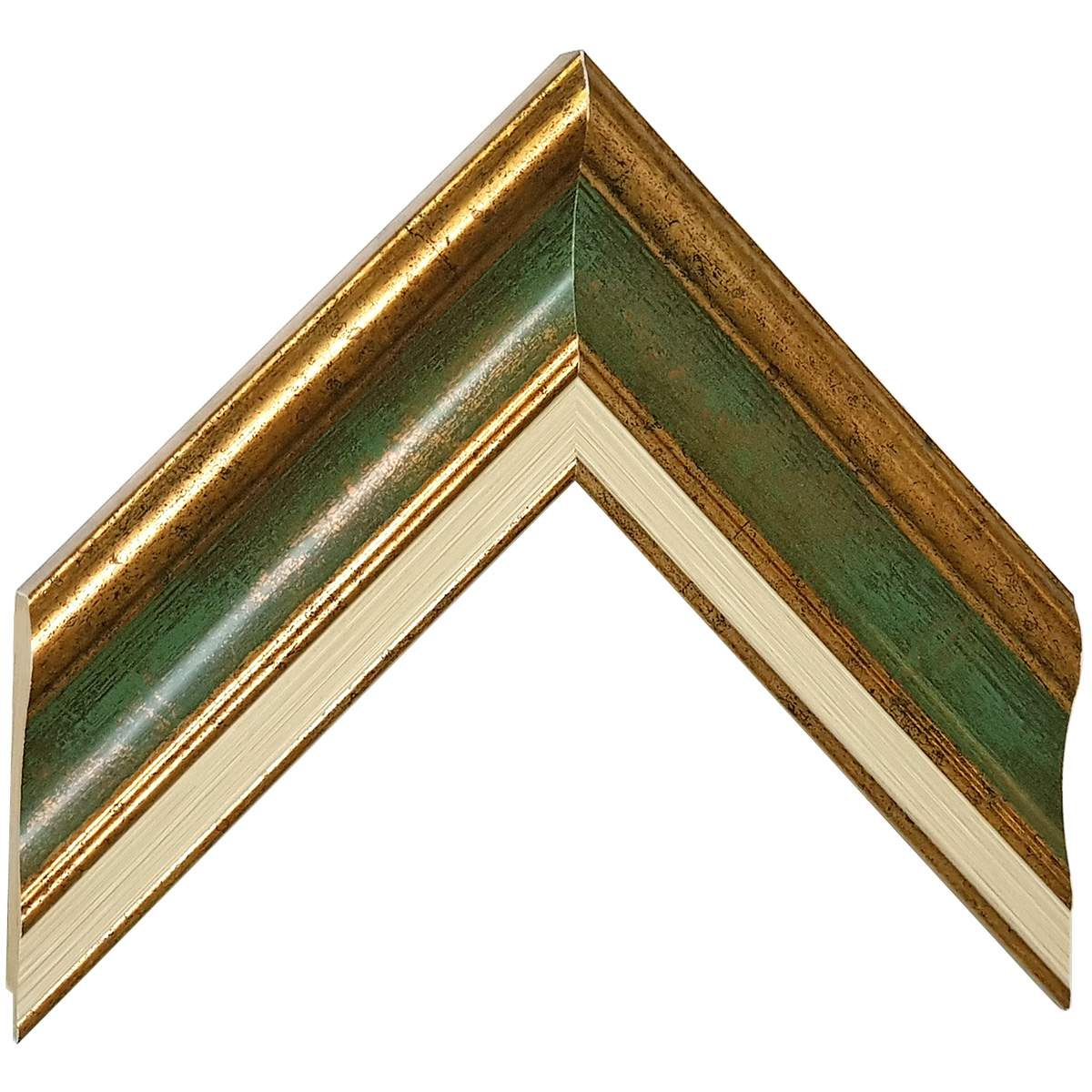 Asta pino giuntato - Larghezza 61mm Altezza 20 - Oro con gola verde - Campione