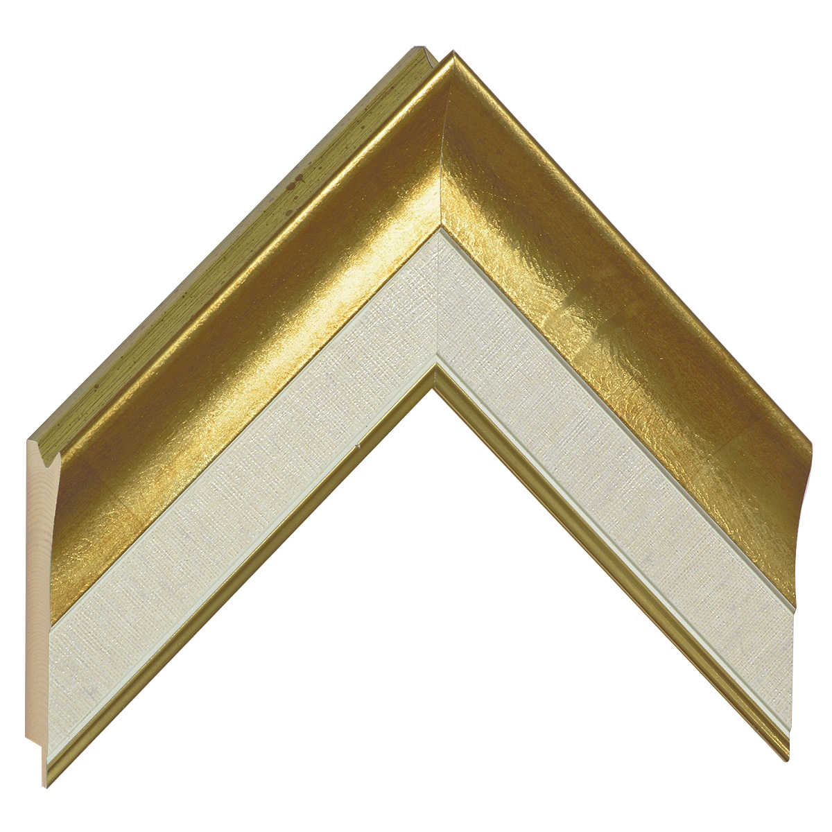 Asta abete giuntato - Larghezza 65mm Altezza 33 - Oro, fascia bianca - Campione