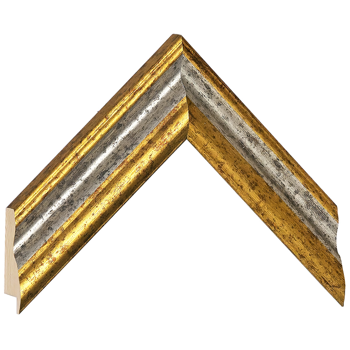 Asta pino giuntato - Larghezza 45mm Altezza 32 - Oro, gola argento - Campione