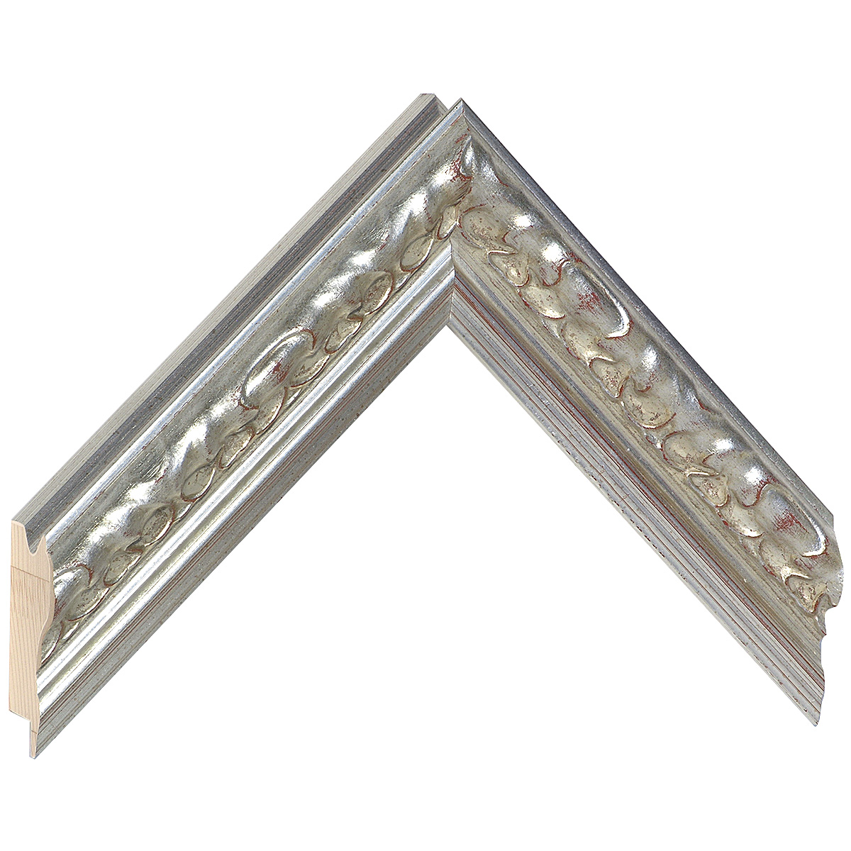 Asta in pino - Larghezza 40mm Altezza 38 - Argento con decorazioni - Campione