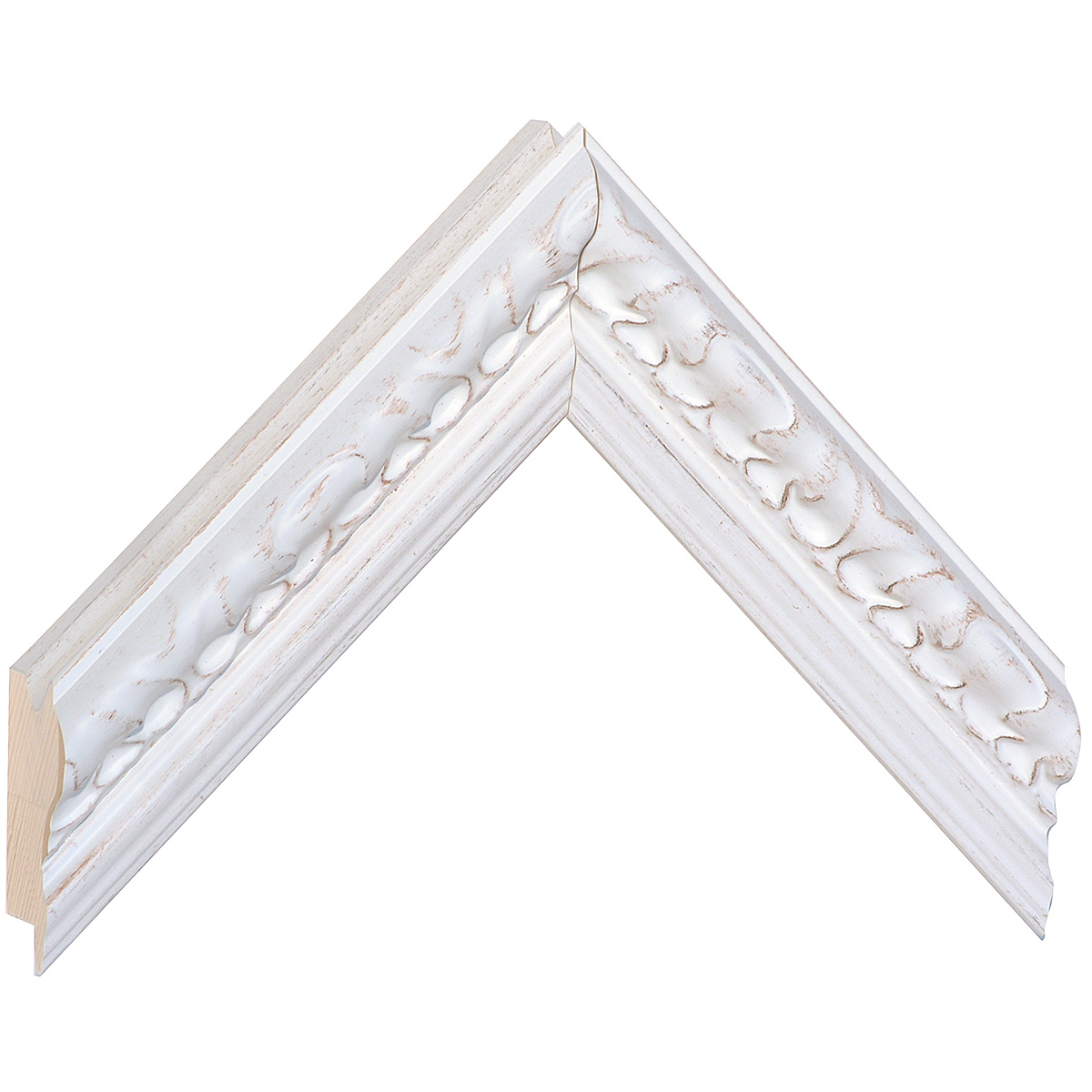 Asta in pino - Larghezza 40mm Altezza 38 - Bianco con decorazioni - Campione