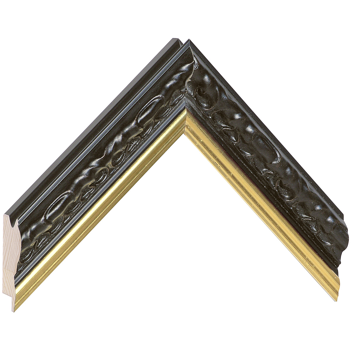 Asta in pino - Larghezza 40mm Altezza 38 - Nero con filo oro - Campione