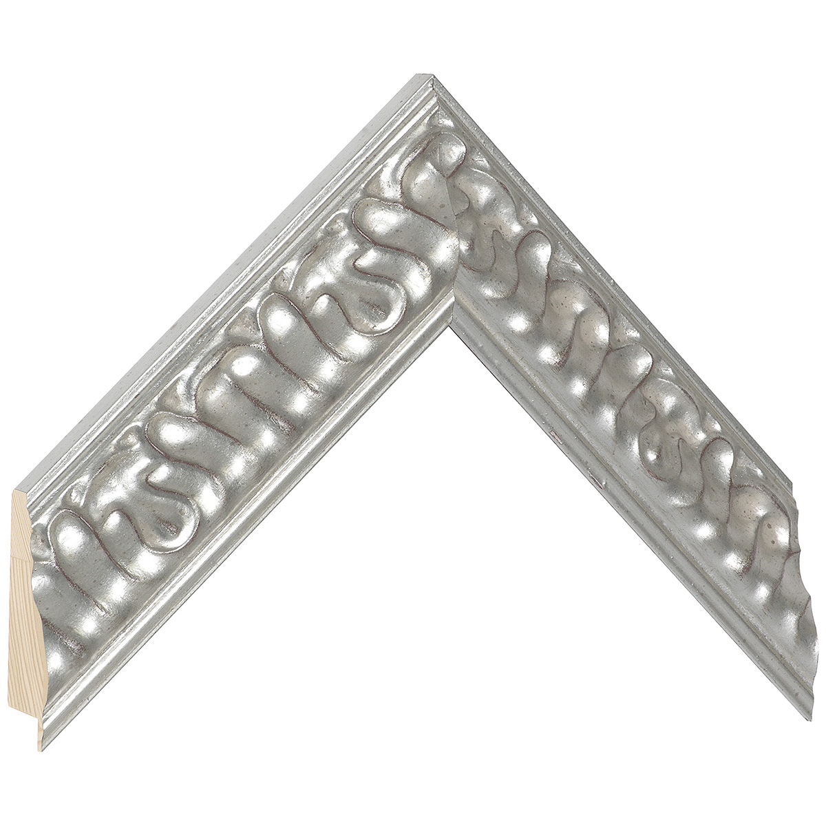 Asta in pino - Larghezza 45mm Altezza 34 - Argento con decorazioni - Campione