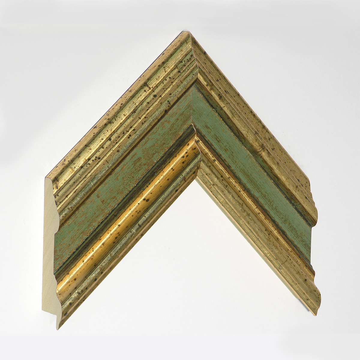Asta ayous larg.75mm alt.34 - finitura oro con gola verde - Campione