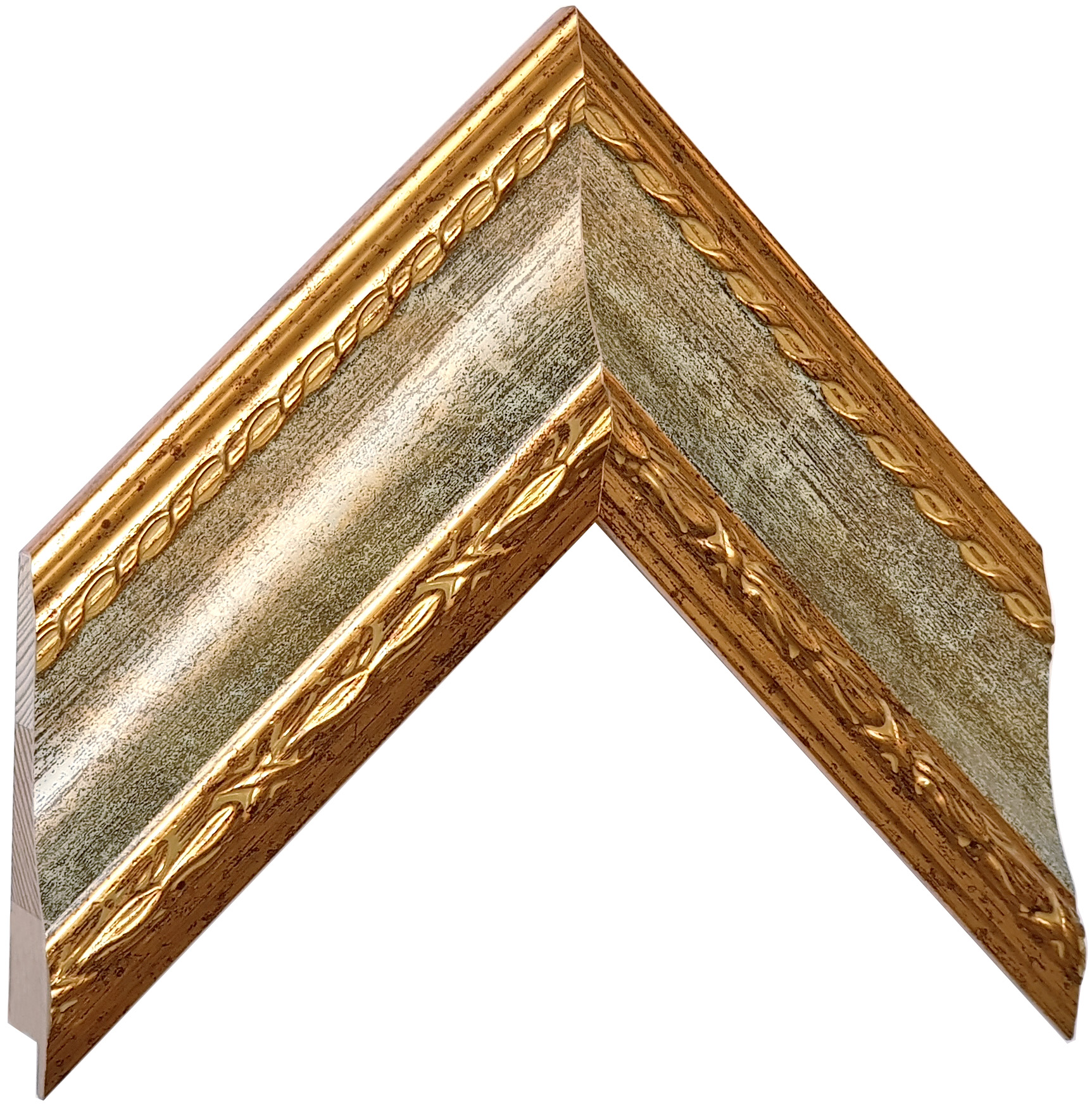 Asta in pino - Larghezza 70mm Altezza 35 - Oro con gola bianca e fregi - Campione