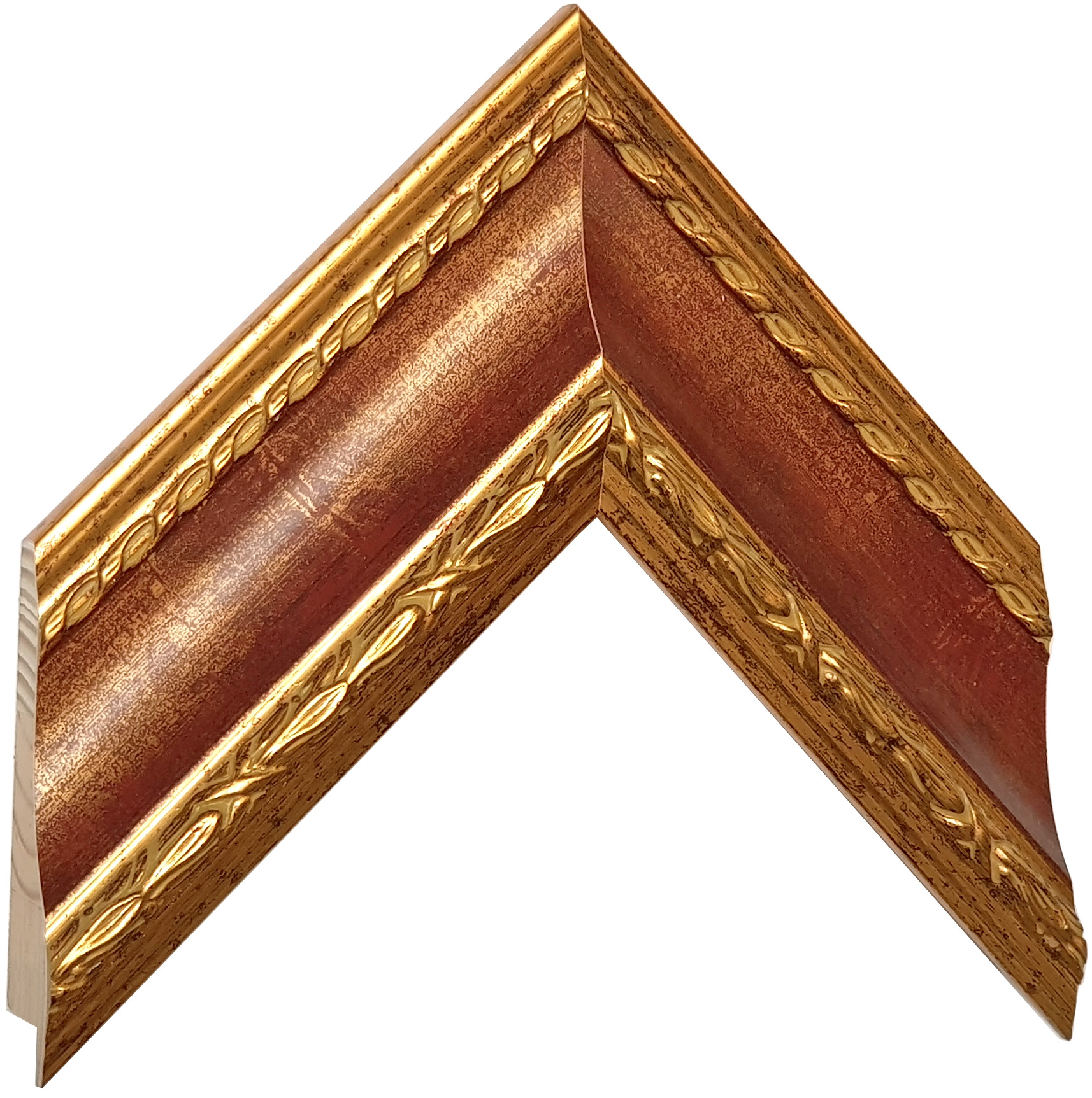 Asta in pino - Larghezza 70mm Altezza 35 - Oro con gola rossa e fregi - Campione