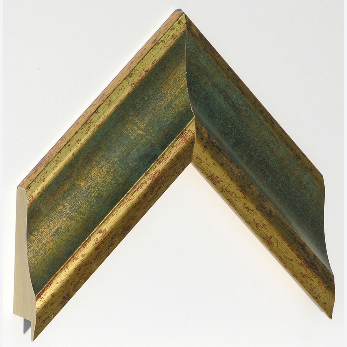 Asta pino giuntato - Larghezza 67mm Altezza 32 - Oro con gola verde - Campione