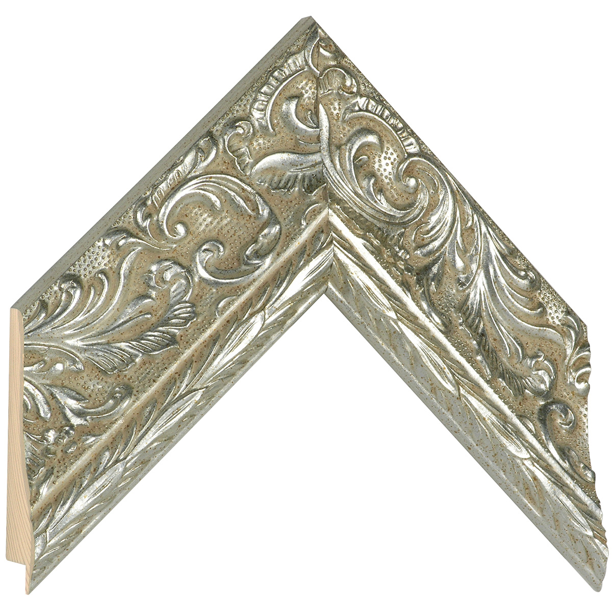 Asta pino giuntato - Larghezza 69mm Altezza 36 - Argento con decoraz. - Campione