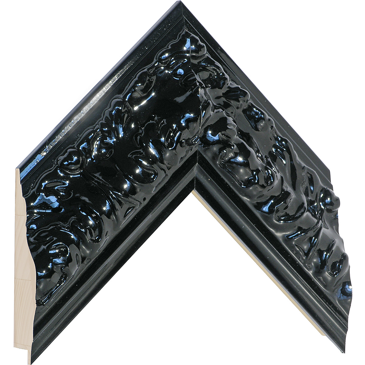 Asta pino giuntato - Larghezza 85mm Altezza 45 - Nero con decorazioni - Campione
