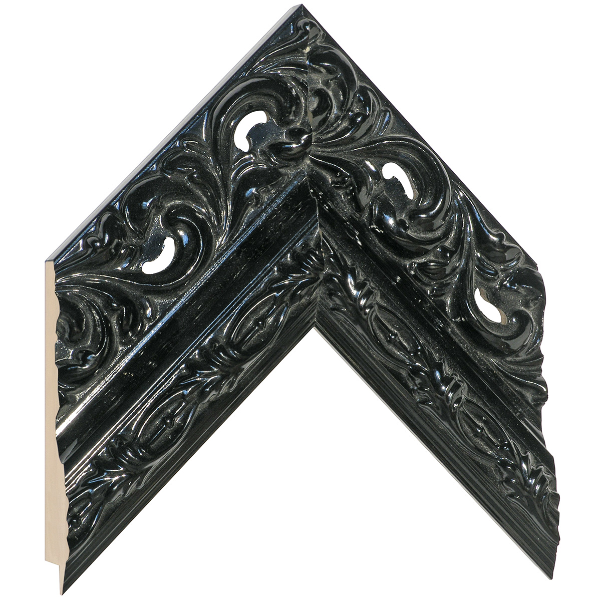 Asta pino giuntato - Larghezza 95mm Altezza 34 - Nero lucido decorato - Campione