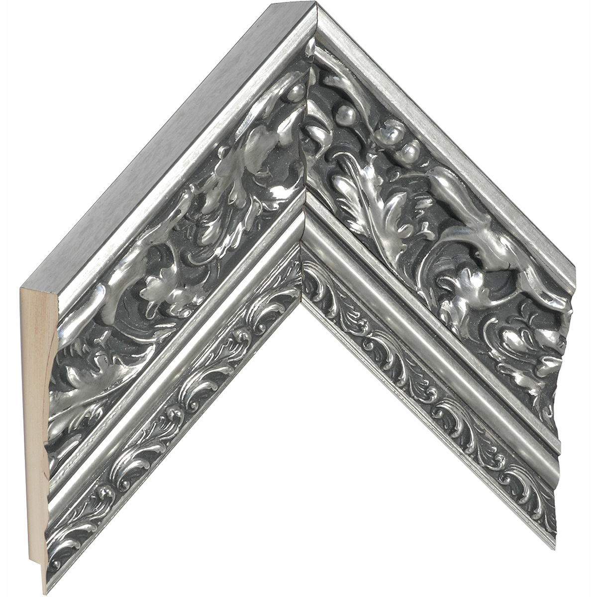 Asta abete giuntato - Larghezza 82mm Altezza 49 - Argento con decoraz - Campione