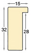 Asta ayous grezza - larghezza mm 15 - altezza mm 32 - Sezione