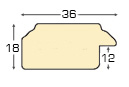 Asta ayous larg. mm 37 - finitura con foglia oro - Sezione