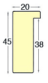 Asta grezza in tiglio - Larghezza 20mm - Altezza 45 - Sezione