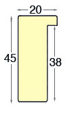 Asta ayous grezza - larghezza mm 20 - altezza mm 45 - Sezione