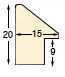 Asta altezza mm 20 larg.mm 15 - pino giuntato - colore crema - Sezione