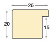 Asta ayous grezza - larghezza mm 25 - altezza mm 20 - Sezione